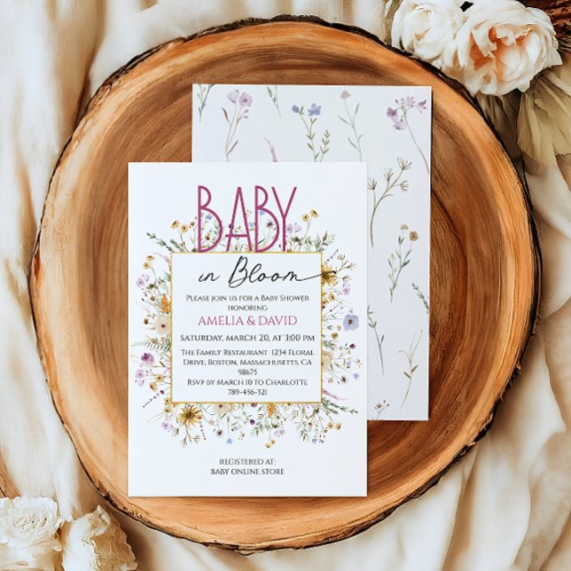 Convite Chic Floral Baby Shower Bebê em Flor (Criador carregado)