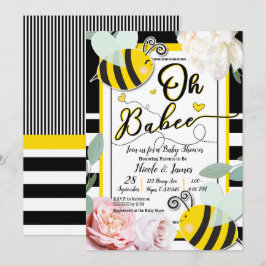 Convite Chic Floral Bebê Oh Bebê Amarelo Chuveirinho