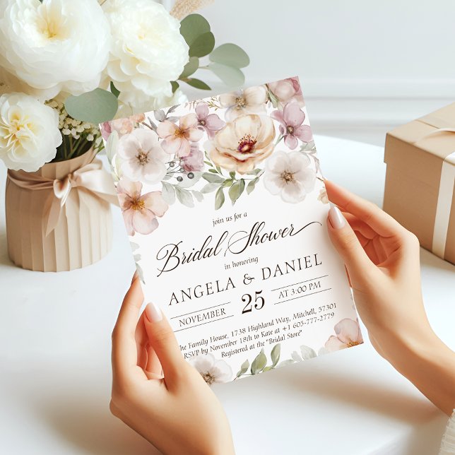 Convite Chic Floral Bride para ser Chá de panela de Aquare (Chic Floral Bride to Be Watercolor Bridal Shower Invitation)
