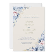 Chic Floral Invitation with Soft Blue, Pink & Nude