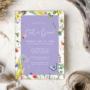 Convite Chic Floral Moderno Brunch de Páscoa Lavanda