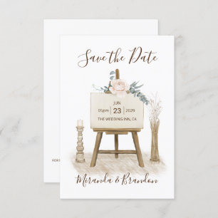 Convite Chic Floral Watercolor Salvar a Data Boho Wedding
