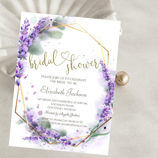 Convite Chic Flores de Lavanda Chás de Bebê  (Criador carregado)