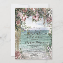 Convite Chic Flores Oceano  Chuveiro de Noiva 