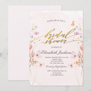 Convite Chic Flores Silvestres Borboletas Chá de Noiva