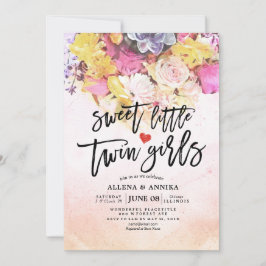 Convite Chic Flowers Chá de fraldas Garotas Gêmeas Doce