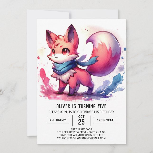 Convite Chic Fox Birthday (Frente)