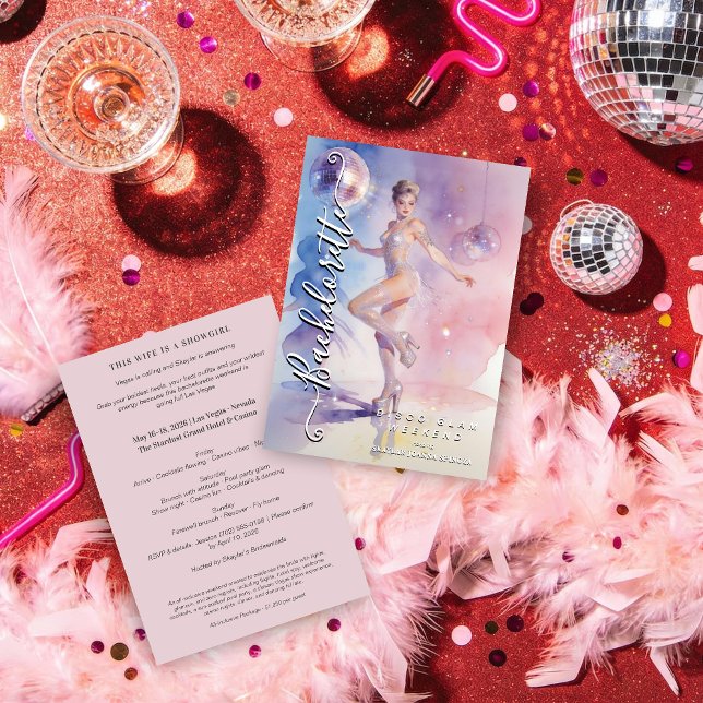 Convite Chic Glam and Funny Disco Go-Go Dancer (Chic Glam and Funny Disco Go-Go Dancer Wedding Bachelorette Weekend Invitations Cards.)