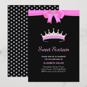 Convite Chic Glitter Diamante Coroa Sweet Sixteen