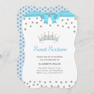 Convite Chic Glitter Diamond Sweet 16