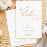 Convite Chic gold elegant tudo em um casamento de caligraf<br><div class="desc">Folha de ouro quente e elegante,  tudo em um convite de casamento para caligrafia com rsvp,  acomodações,  detalhes e mais informações. Com um belo roteiro de caligrafia.</div>