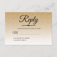 Chic gold glitter ombre Sweet 16 RSVP