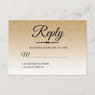 Convite Chic gold glitter ombre Sweet 16 RSVP