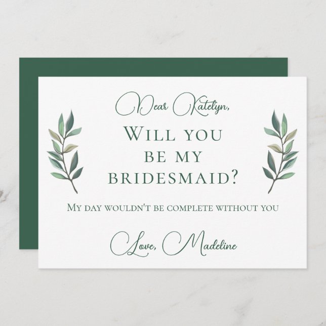 Convite Chic Green Botanic Você Será Minha Porta-Voz (Frente/Verso)