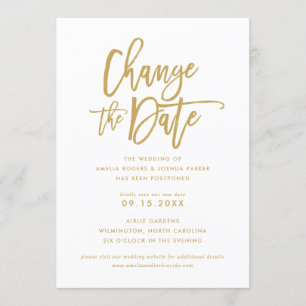 Convite Chic Hand - Letra Wedding   Alterar A Data Dourada