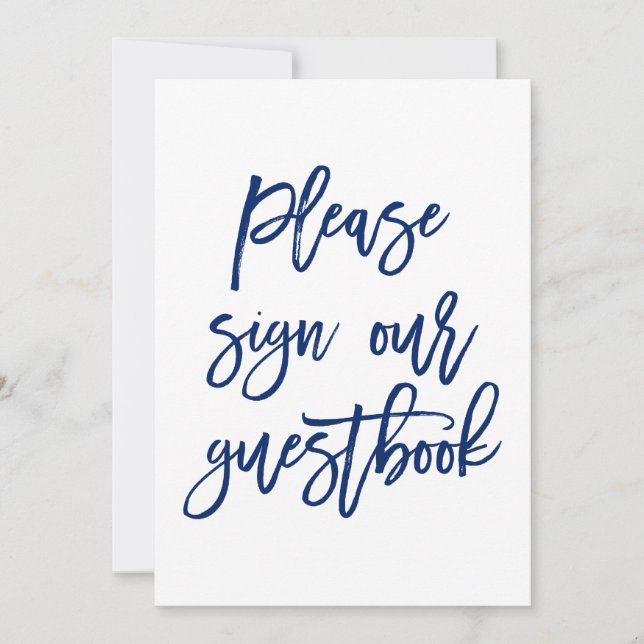 Convite Chic Hand Lettered Weding Sign Our Guest Book (Frente)