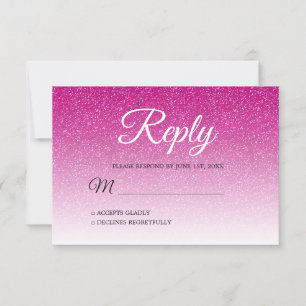 Convite Chic Hot Pink Glitter RSVP