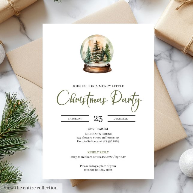 Convite Chic Hygge Scandinavian Moss Green Beige Christmas (Chic Hygge Scandinavian Moss Green Beige Christmas Invitation)