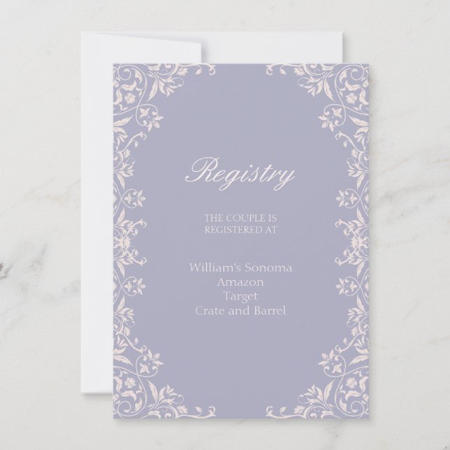 Convite Chic Light Purple Registry Enclosure Card (Frente)
