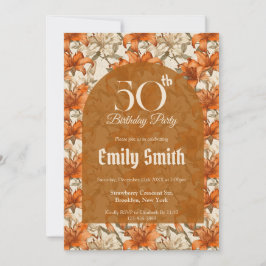 Convite Chic Lilies Accent 80Th Birthday