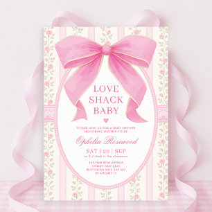 Convite Chic Love Shack Pink Lace Girl Chá de fraldas