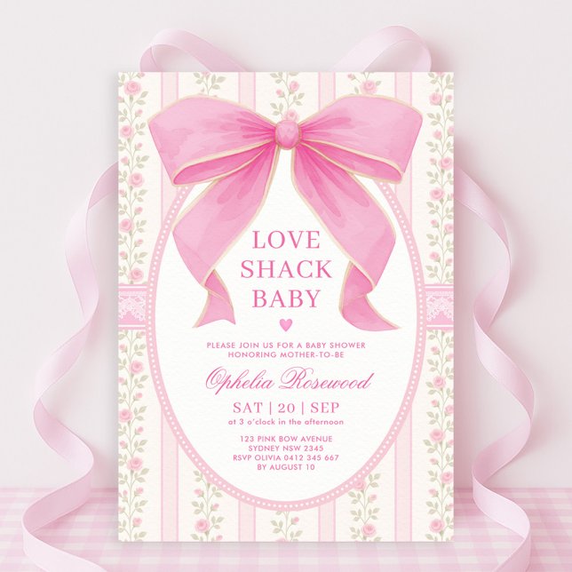 Convite Chic Love Shack Pink Lace Girl Chá de fraldas (Criador carregado)