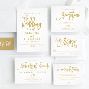 Convite Chic Mão - Concurso Dourado de Casamento