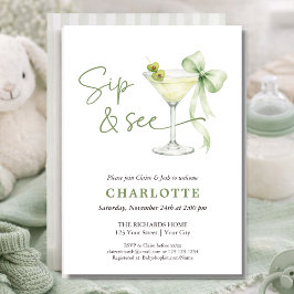 Convite Chic Martini Tini One Gender Neutral Sip And See 