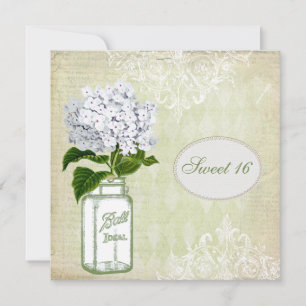 Convite Chic Mason Jar & Hydrangea Sweet 16