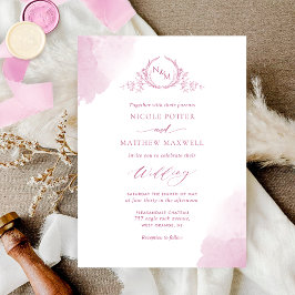 Convite Chic Mauve Pink Watercolor Mantém Casamento Monogr