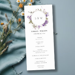 Convite Chic Meadow Lilac Floral Wreath Weding Program
