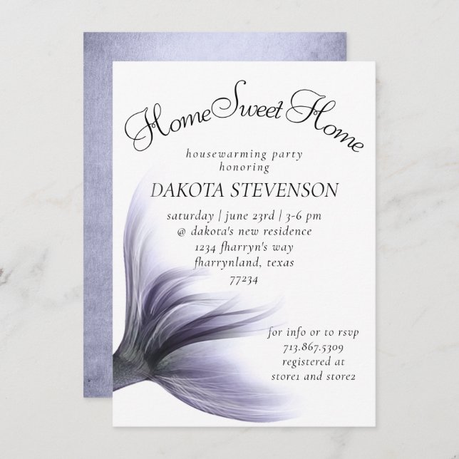 Convite Chic Mermaid | Lavanda Dusty Púrpura (Frente/Verso)