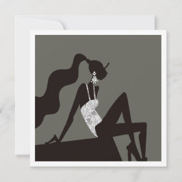 Convite Chic mignight Summer PoolParty FashionIllustração