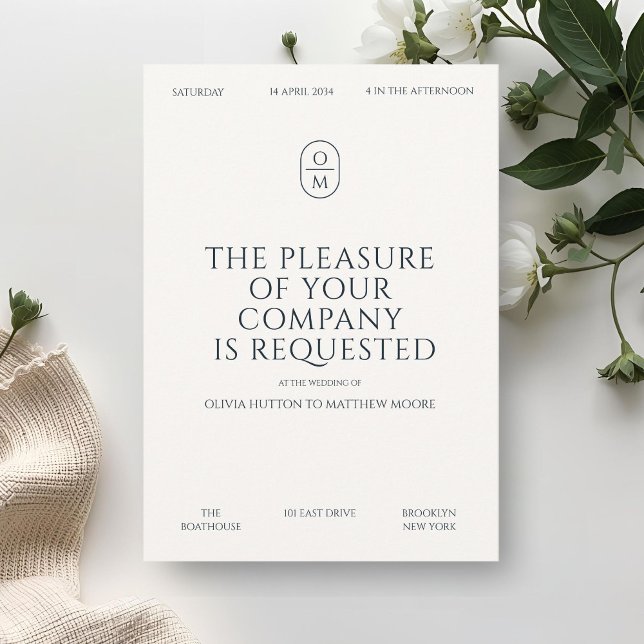 Convite Chic Minimal Typography Monogram Wedding  (Criador carregado)