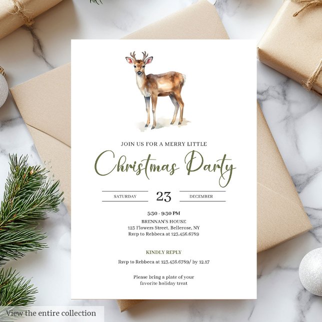 Convite Chic Minimalist Beige Scandinavian Style Christmas (Minimalist Beige Scandinavian Style Christmas Party

)