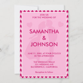 Convite Chic Minimalist Blush Pink Chevron Wedding