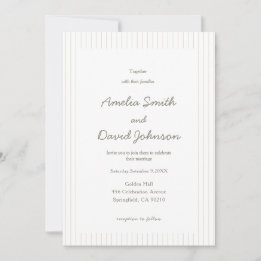 Convite Chic Minimalist Stripe Green Wedding Invitation 