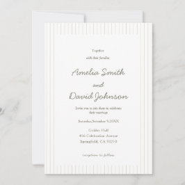 Convite Chic Minimalist Stripe Green Wedding Invitation 
