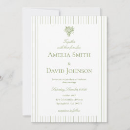 Convite Chic Minimalist Stripe Green Wedding Invitation 