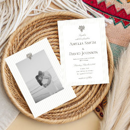 Convite Chic Minimalist Stripe Green Wedding Invitation 