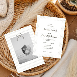 Convite Chic Minimalist Stripe Green Wedding Invitation 