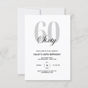 Convite Chic Mínimo da 60ª Festa de aniversário