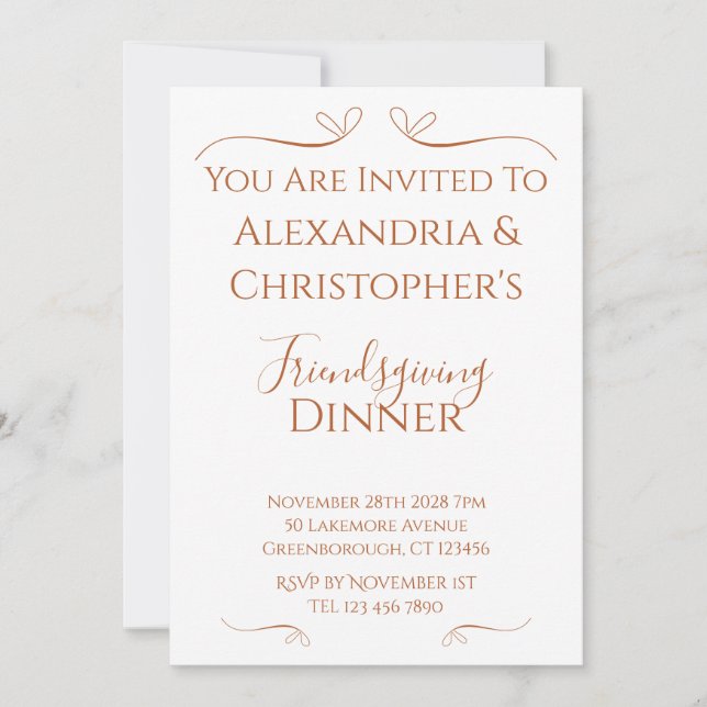 Convite Chic Mínimo de Janto de Amizade (Frente)