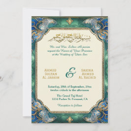 Convite Chic Modern Islamic Weding Nikah com código QR