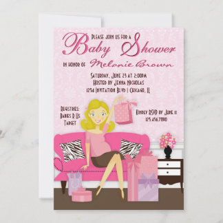 Convite Chic Modern Mãe com Chá de fraldas de Presentes Co