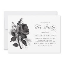 Chic Modern Watercolor Black Rosa Tea Party