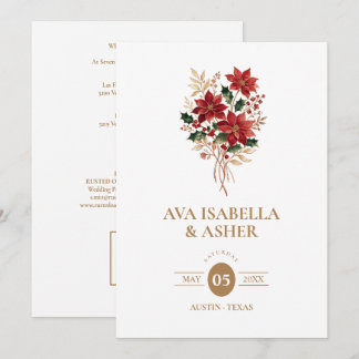 Convite Chic Natal Inverno Poinsettia Casamento QR TLW26