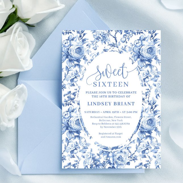Convite Chic Navy Roses Digital Download Sweet 16 Invite (Chic Navy Roses Digital Download Sweet 16 Invite)