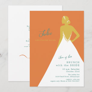 Convite Chic Noiva Silhueta Citrino Brunch Nupcial