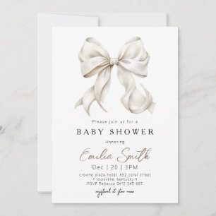 Convite Chic Off Branco Coquette Baby Shower